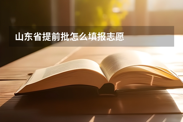 山东省提前批怎么填报志愿